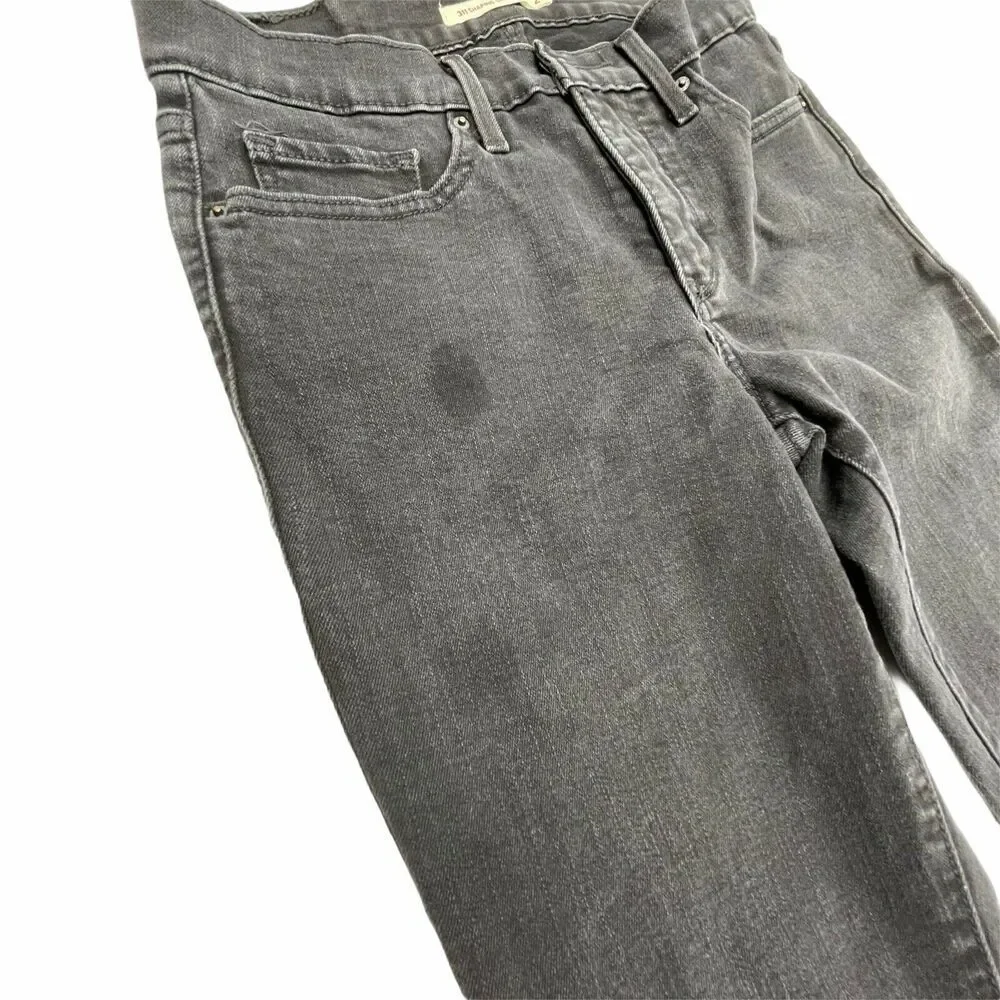 Levis 311 Shaping Skinny Jeans Womens Size 27 Black Stretch Denim Mid Rise STAIN